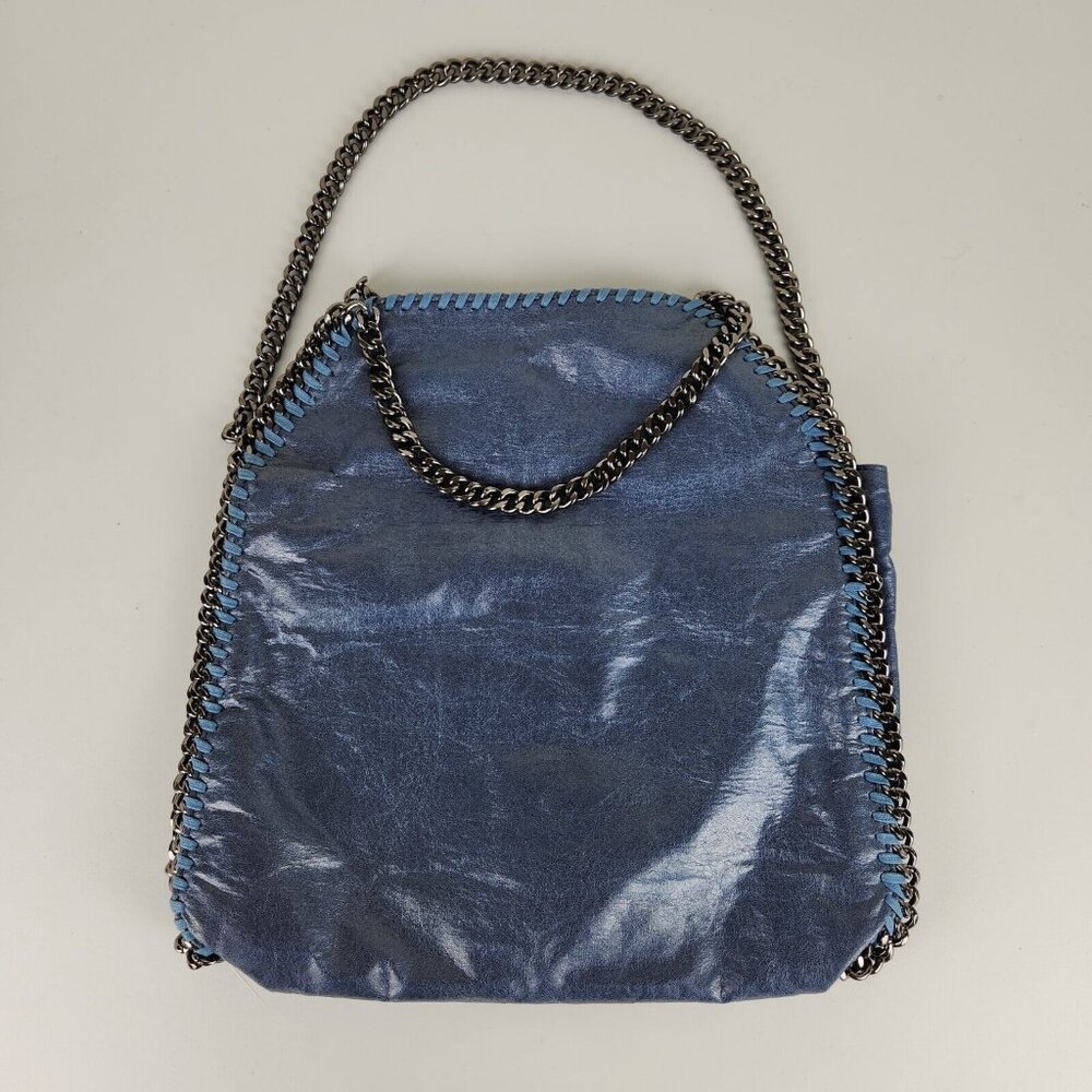 Stella McCartney Shoulder Bag Womens Blue Falabella Metallic Shaggy Deer Chain - Picture 8 of 14